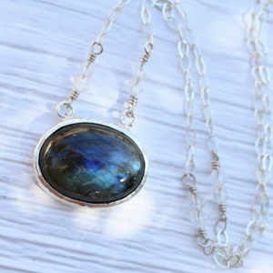 Labradorite Necklace || Oval