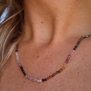 Rainbow Tourmaline || Gemstone Necklace