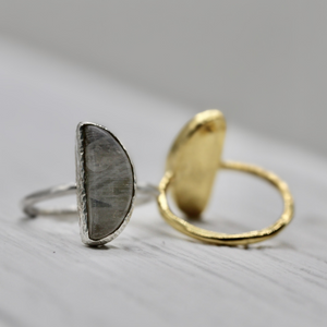 Moonstone Elfin Ring ||  half moon