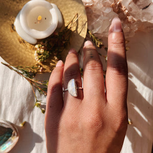 Moonstone Elfin Ring ||  half moon