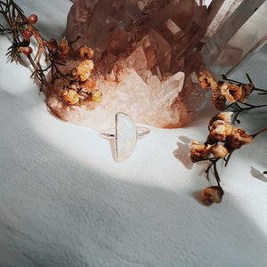 Moonstone Elfin Ring ||  half moon