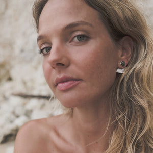 Sunbeam Stud :: Faceted labradorite