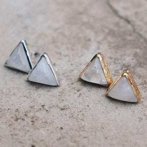 Grand Pyramid Studs :: Moonstone