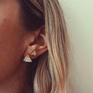 Grand Pyramid Studs :: Moonstone