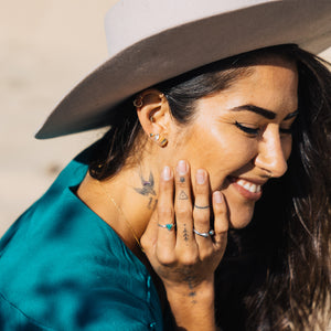 Turquoise Pyramid Elfin Ring :: Petit