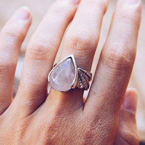 Winged Ring || rose quartz