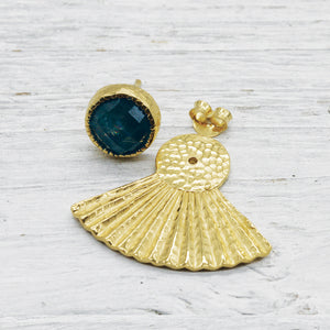 Sunbeam Stud :: Faceted labradorite