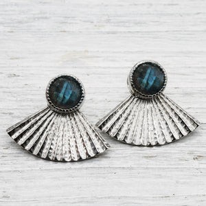 Sunbeam Stud :: Faceted labradorite