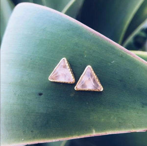 Grand Pyramid Studs : Rose Quartz