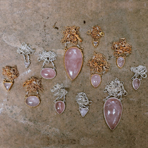 Rose Quartz Oval Necklace :: see more colors