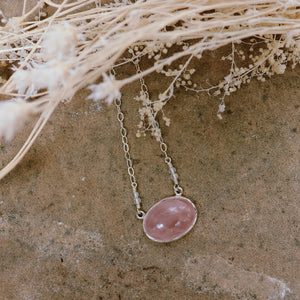 Rose Quartz Oval Necklace :: see more colors