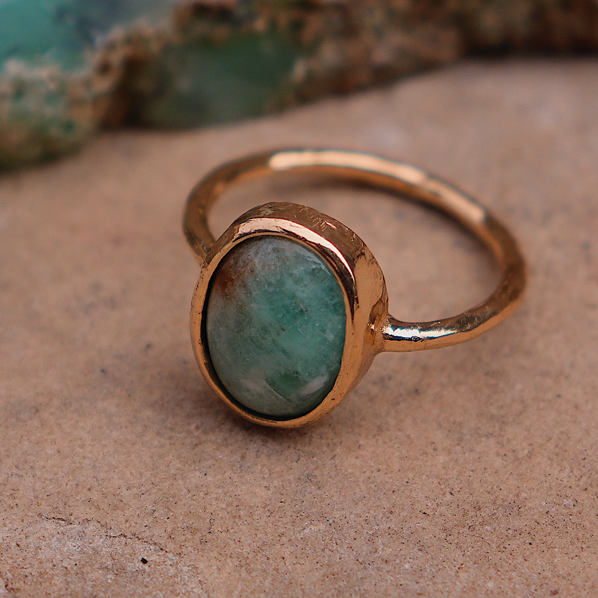 Emerald Quartz Elfin Ring