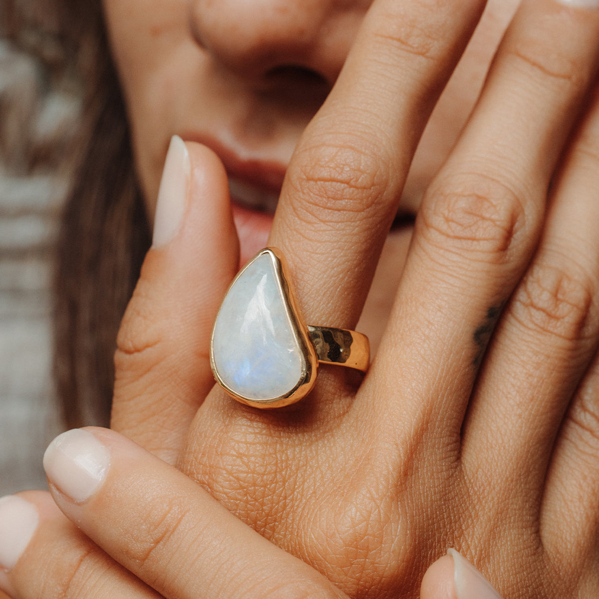 Rainbow Moonstone Ring