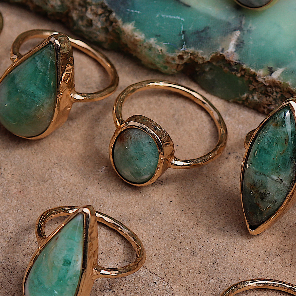 Emerald Quartz Elfin Ring