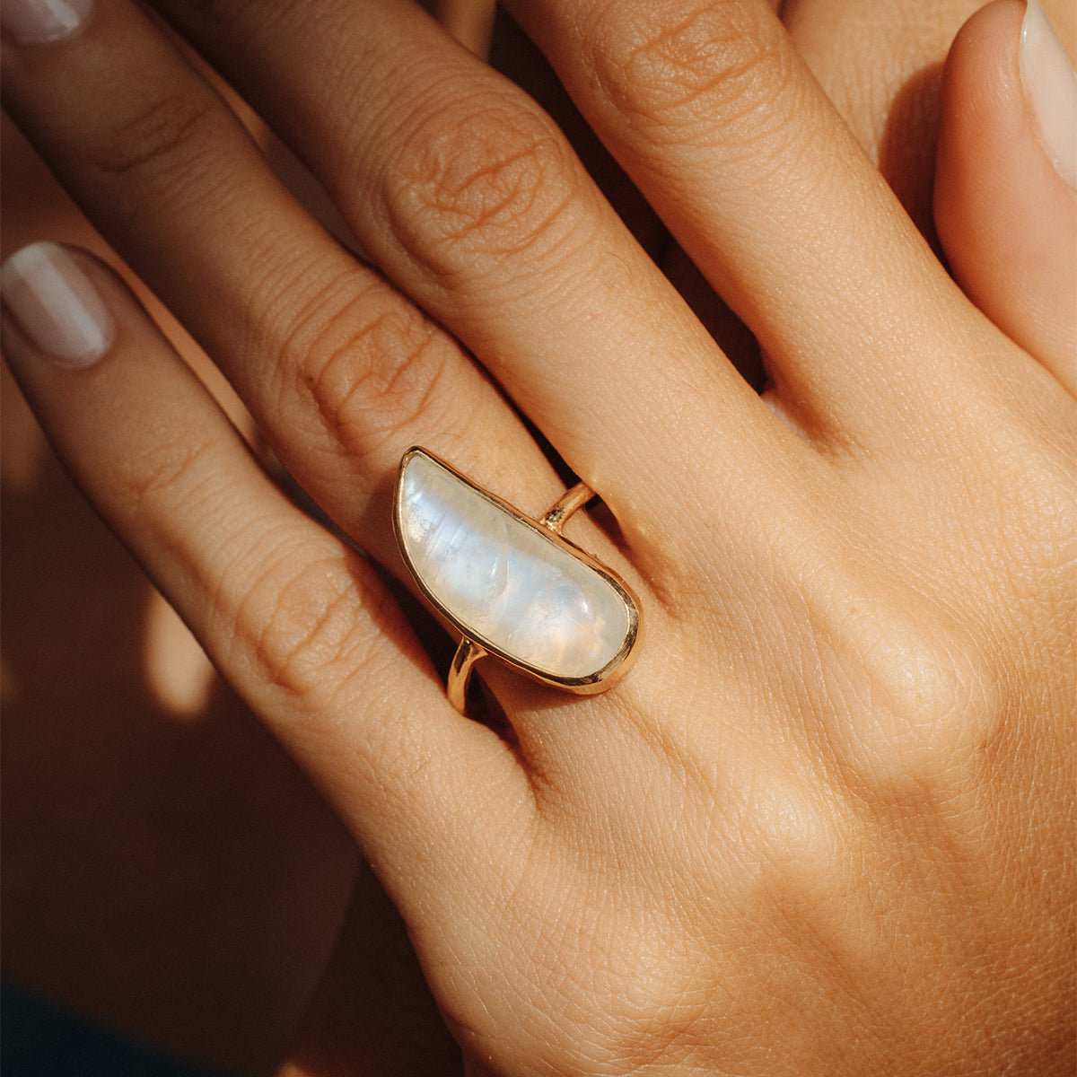 Rainbow Moonstone Elfin Ring