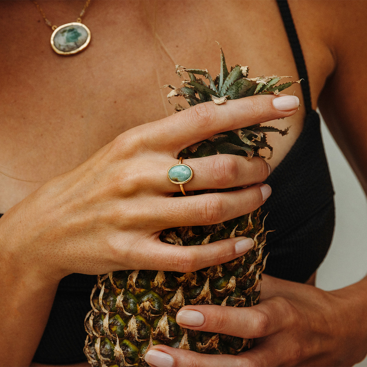 Emerald Quartz Elfin Ring