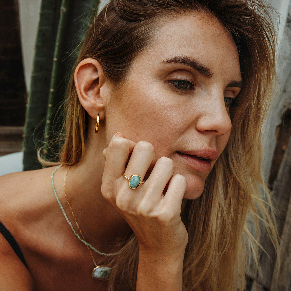 Emerald Quartz Elfin Ring