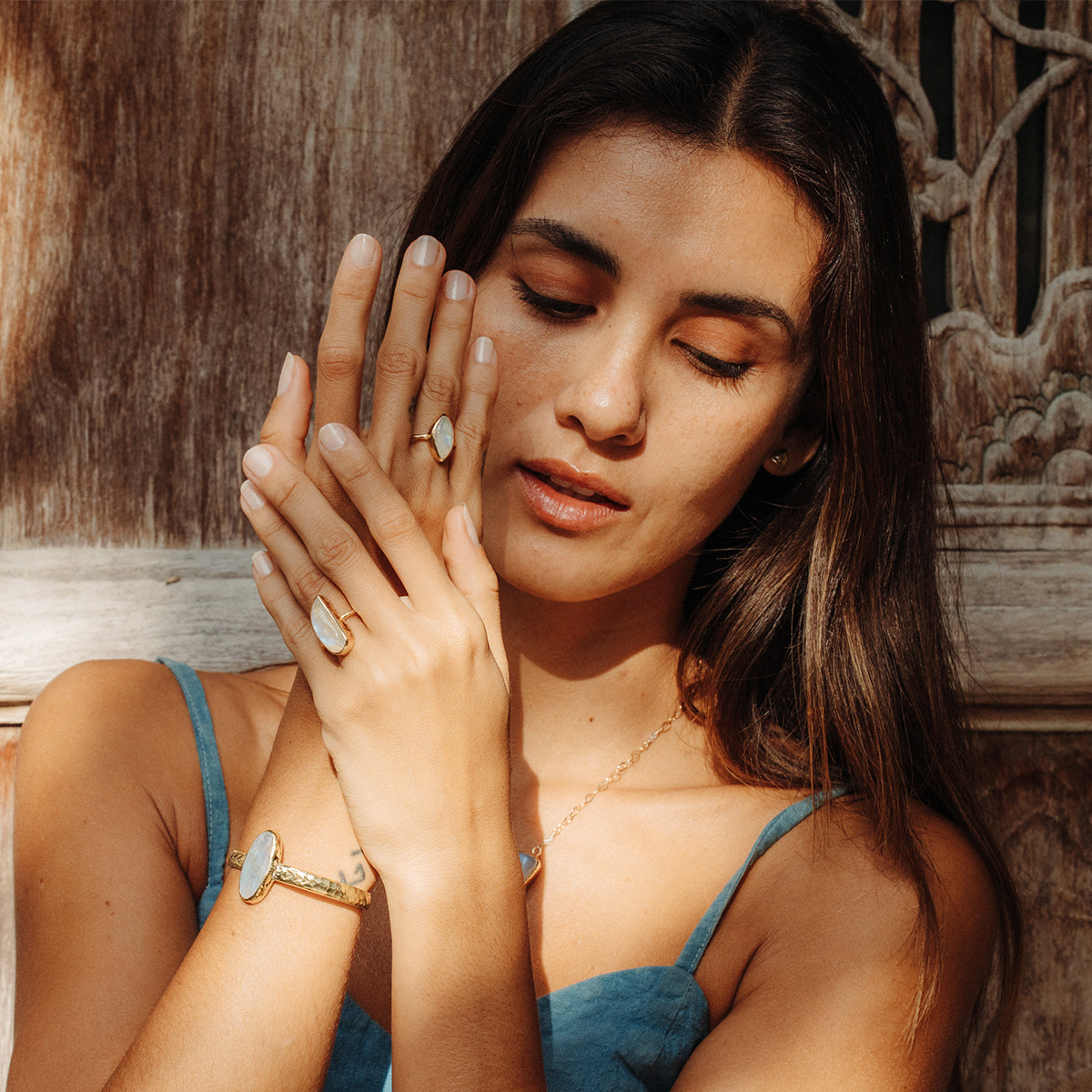 Rainbow Moonstone Elfin Ring