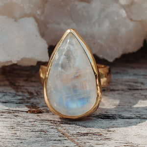 Rainbow Moonstone Ring