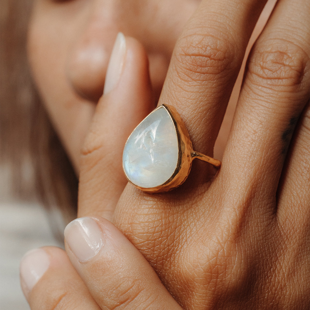 Rainbow Moonstone Elfin Ring