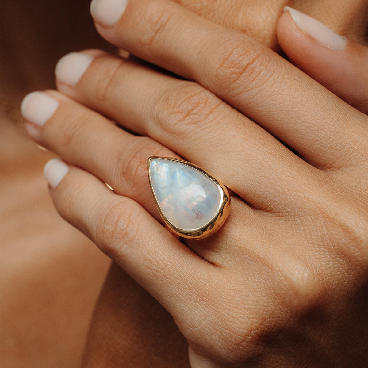 Rainbow Moonstone Ring