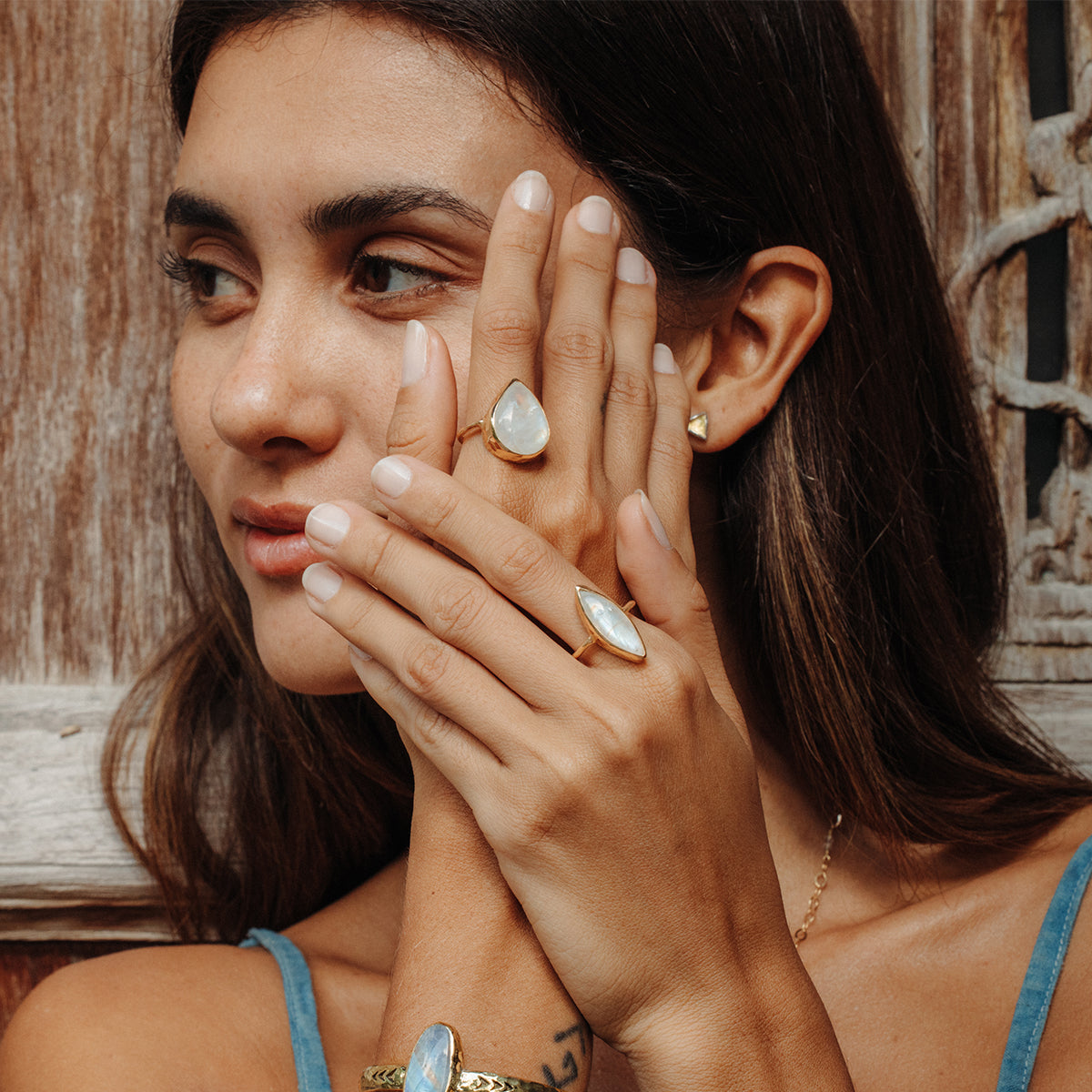 Rainbow Moonstone Elfin Ring