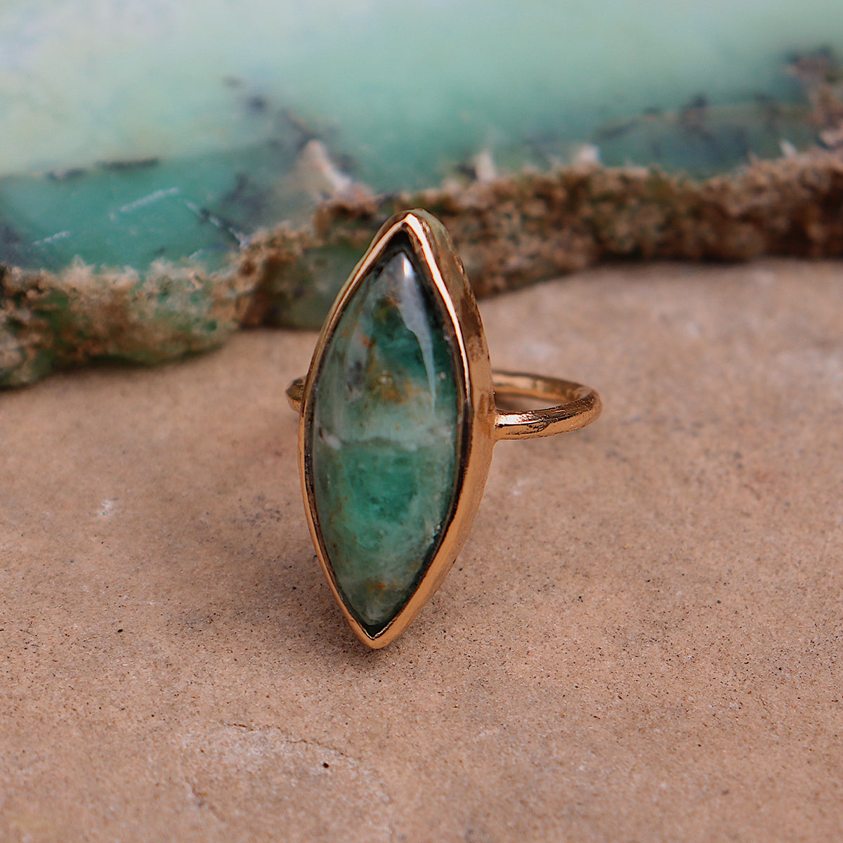 Emerald Quartz Elfin Ring