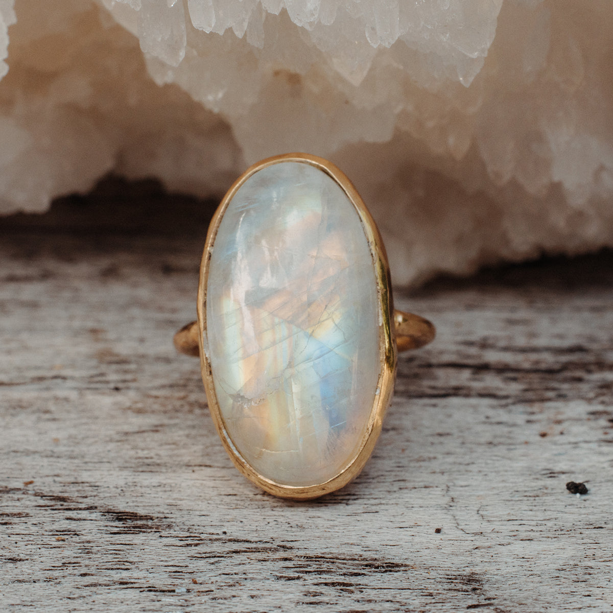 Rainbow Moonstone Elfin Ring