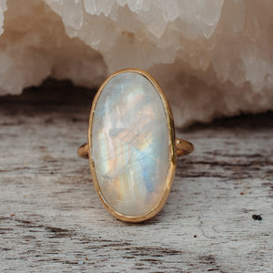 Rainbow Moonstone Elfin Ring