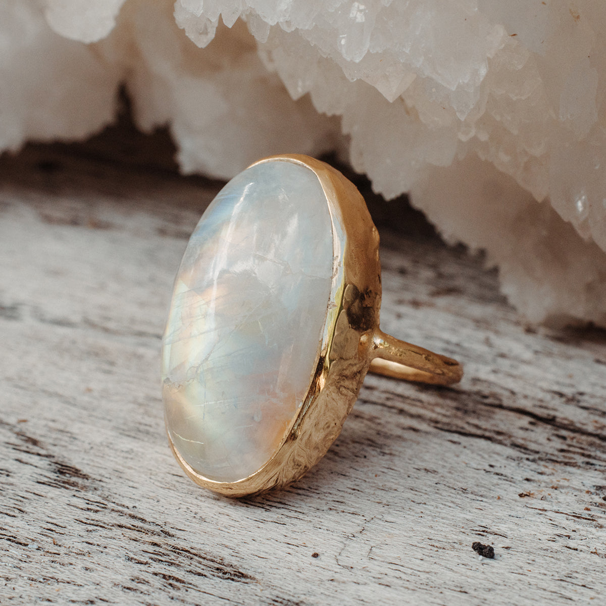 Rainbow Moonstone Elfin Ring