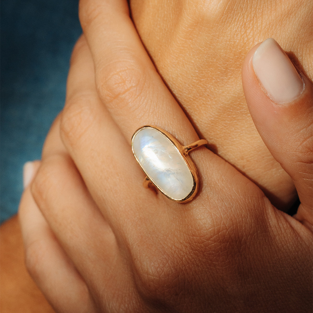 Rainbow Moonstone Elfin Ring
