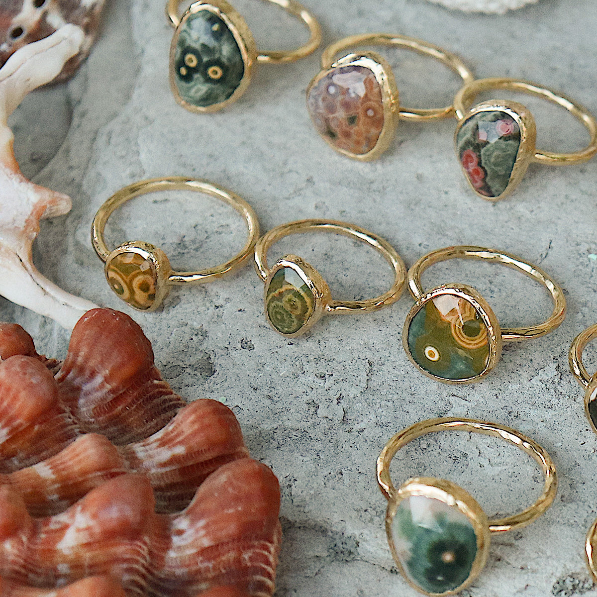 Ocean Jasper Elfin Ring