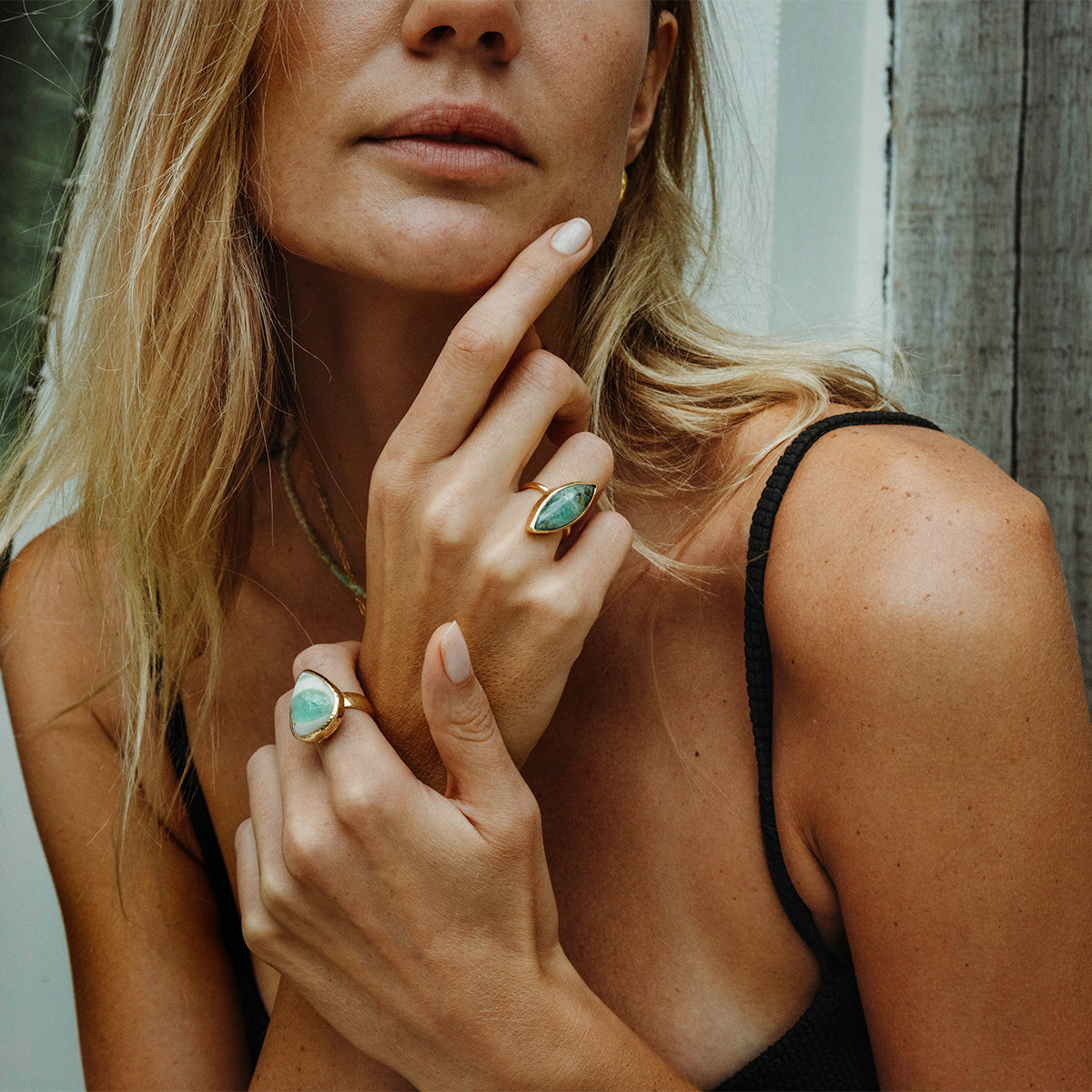 Emerald Quartz Elfin Ring