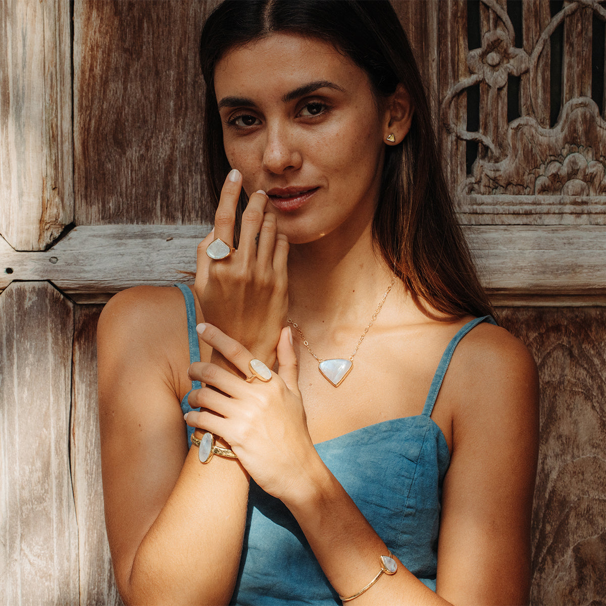 Rainbow Moonstone Elfin Ring