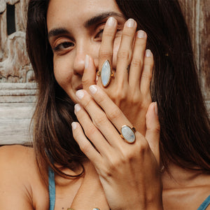 Rainbow Moonstone Ring