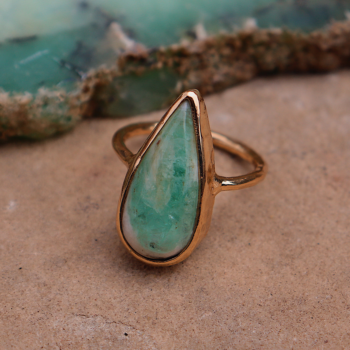 Emerald Quartz Elfin Ring
