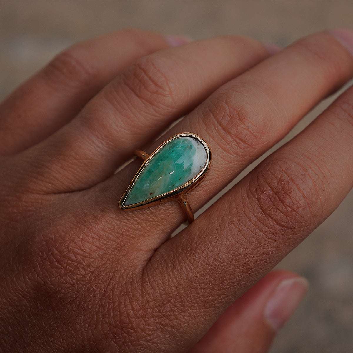 Emerald Quartz Elfin Ring