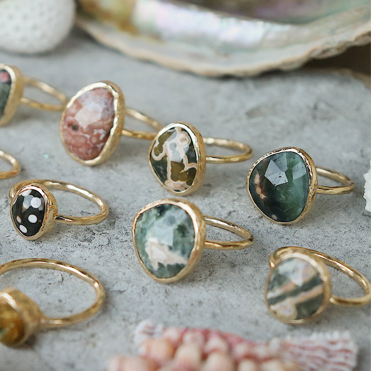 Ocean Jasper Elfin Ring