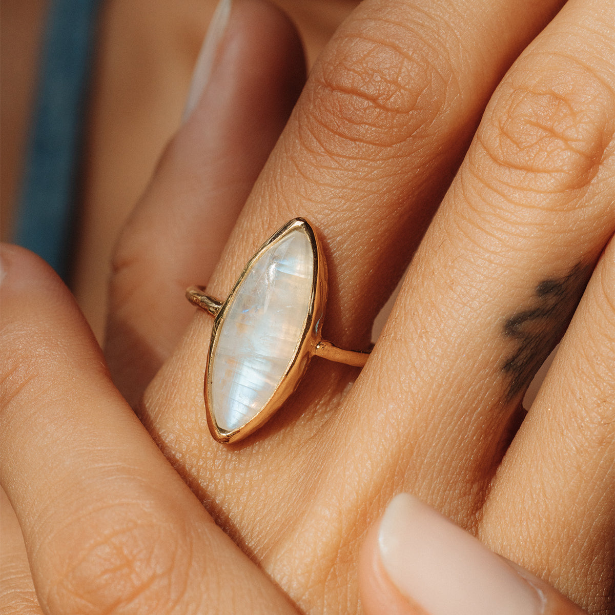Rainbow Moonstone Elfin Ring
