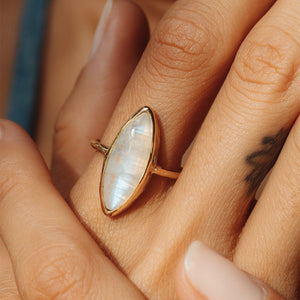 Rainbow Moonstone Elfin Ring