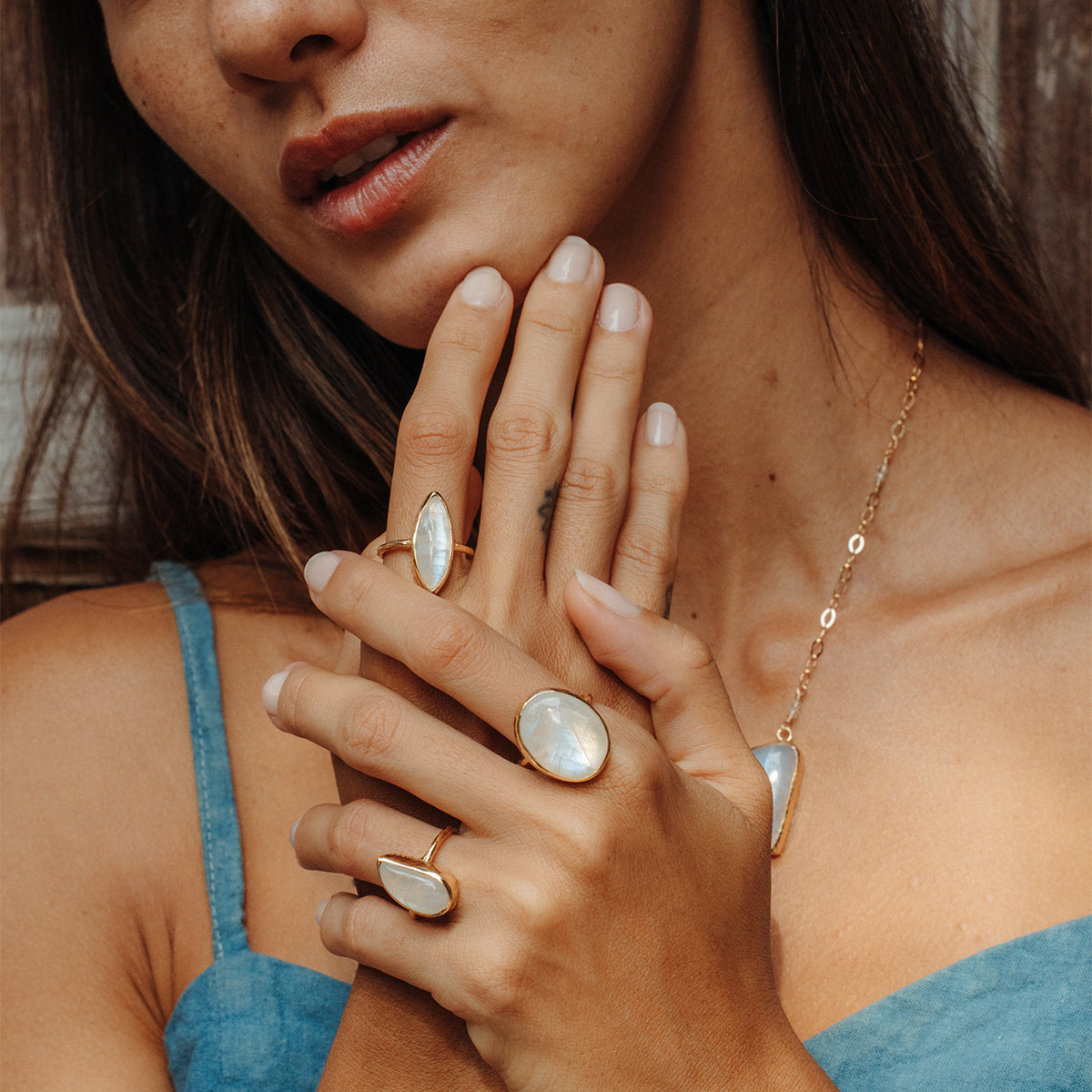 Rainbow Moonstone Elfin Ring