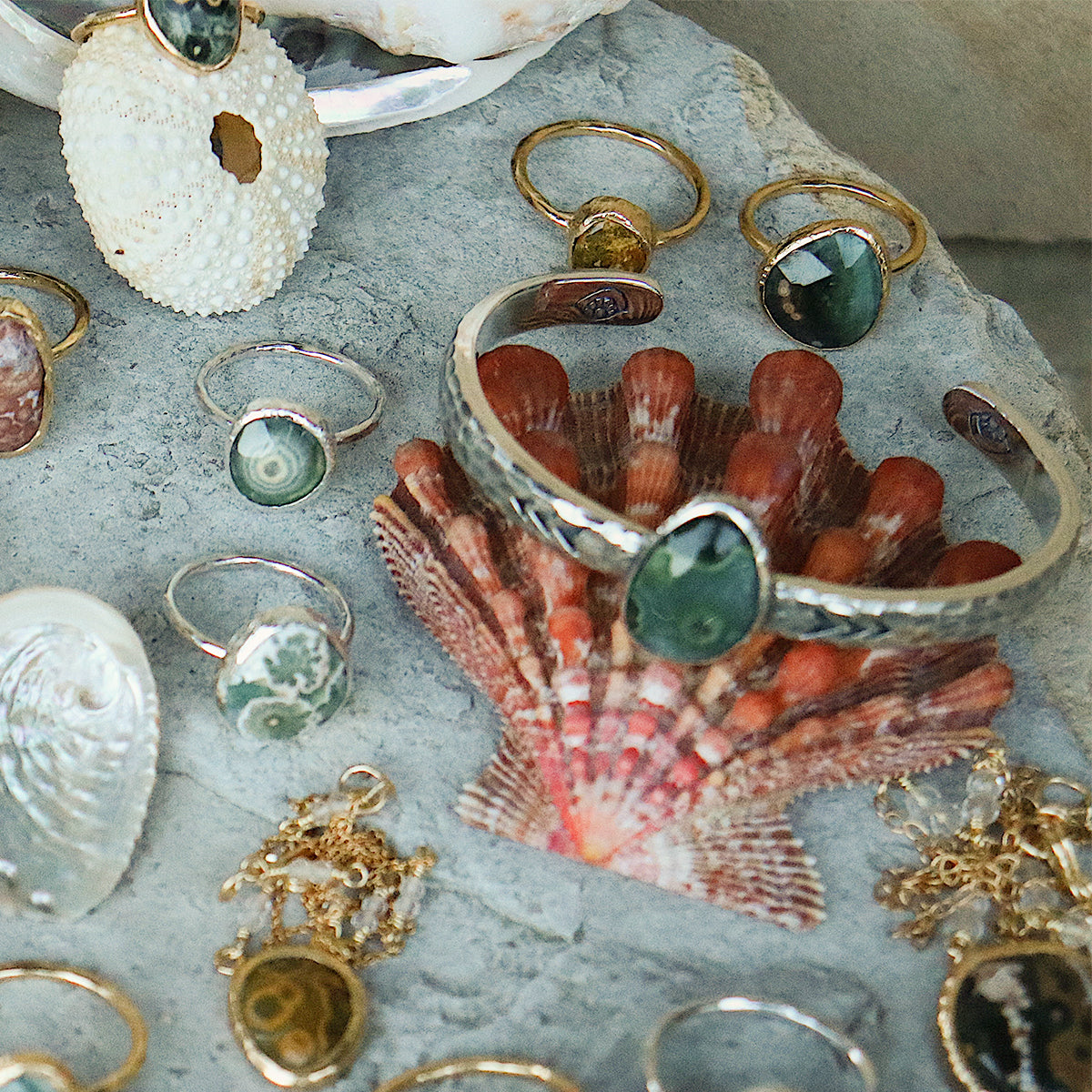 Ocean Jasper Elfin Ring