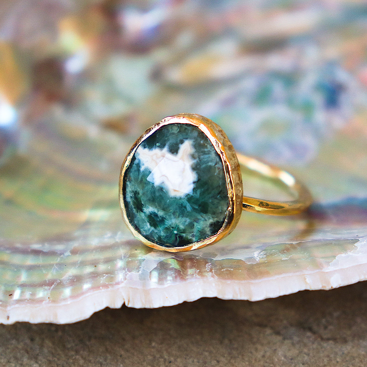 Ocean Jasper Elfin Ring