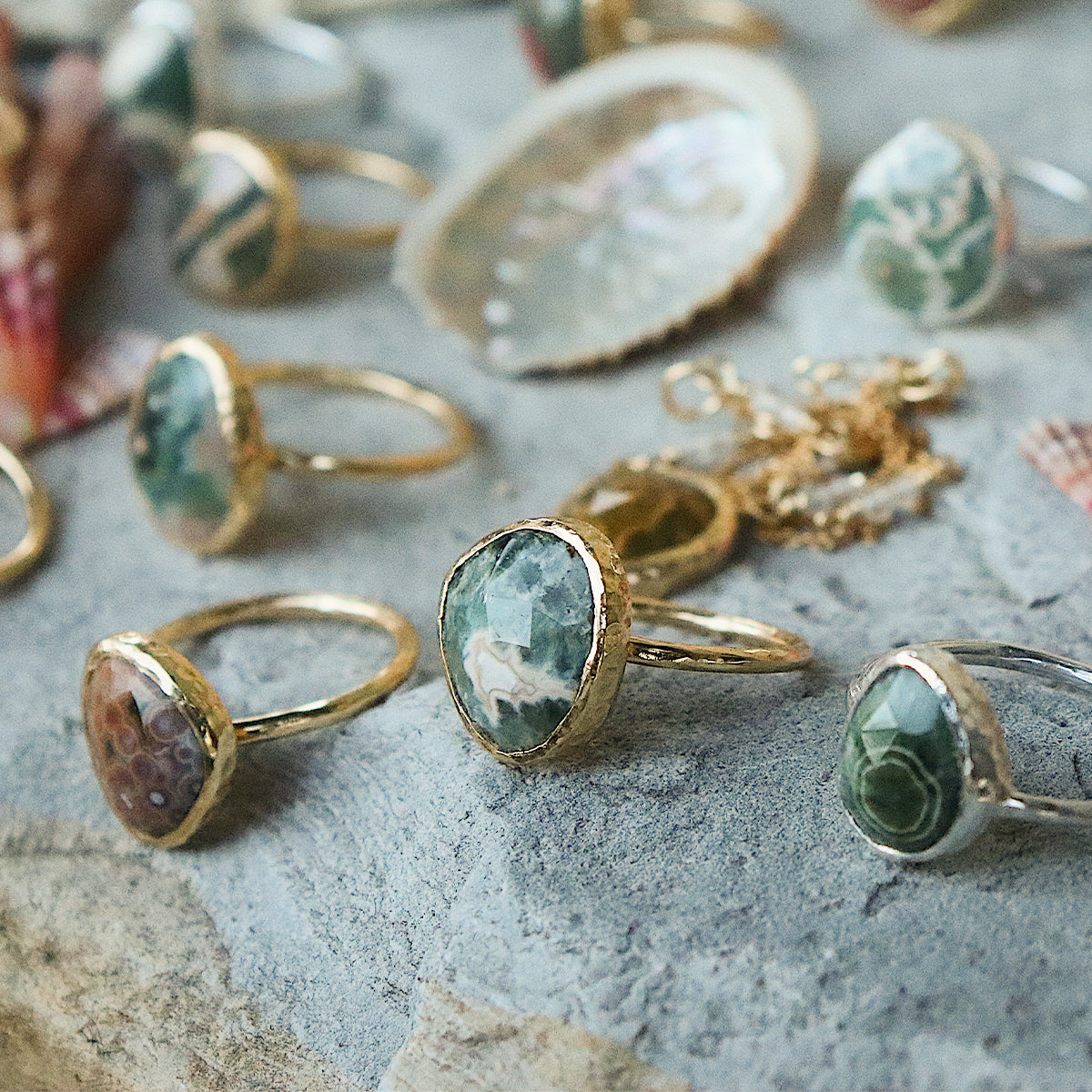 Ocean Jasper Elfin Ring