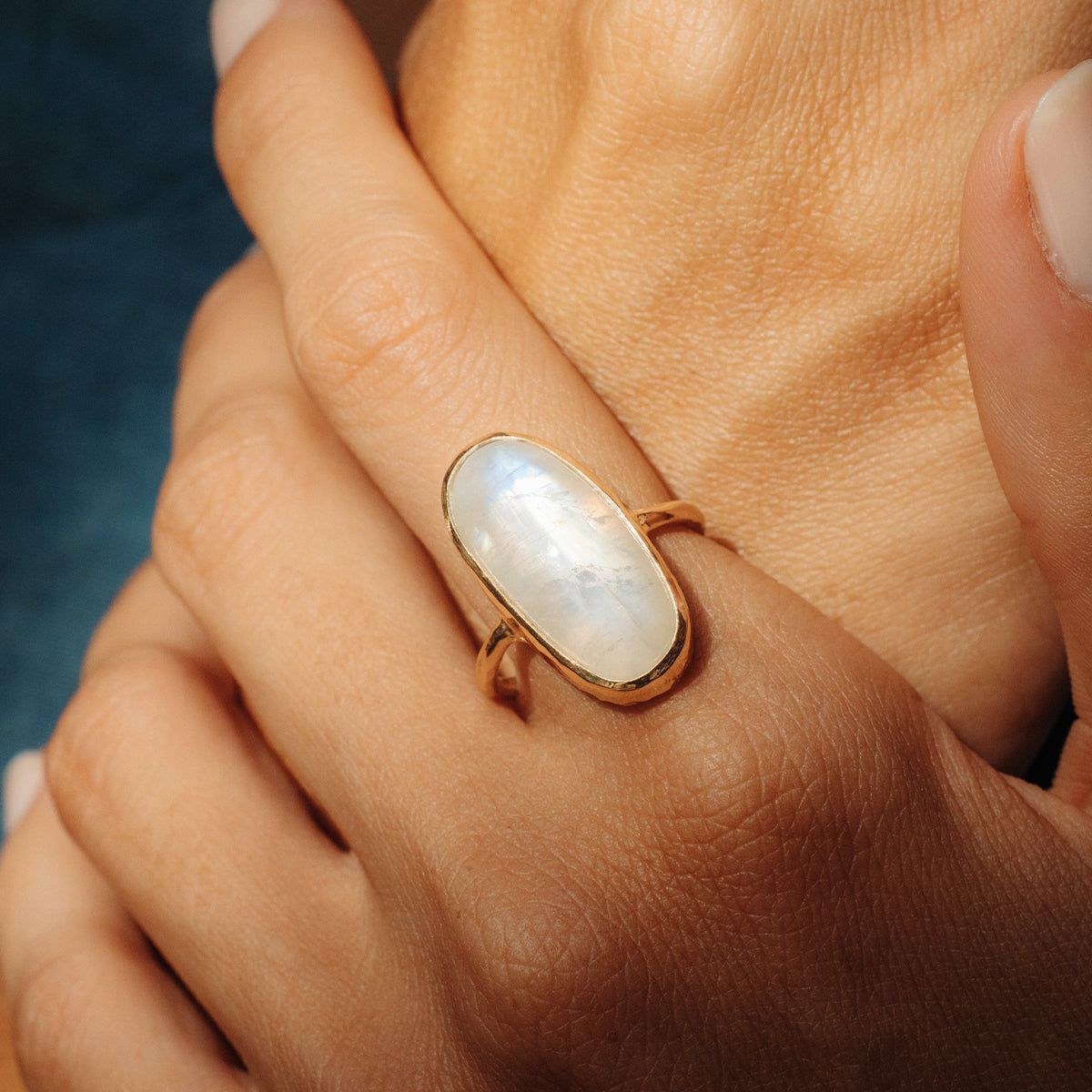 Rainbow Moonstone Elfin Ring