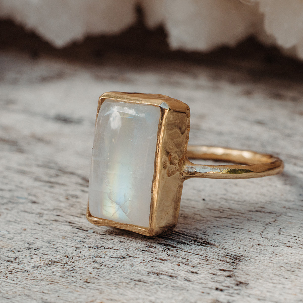 Rainbow Moonstone Elfin Ring