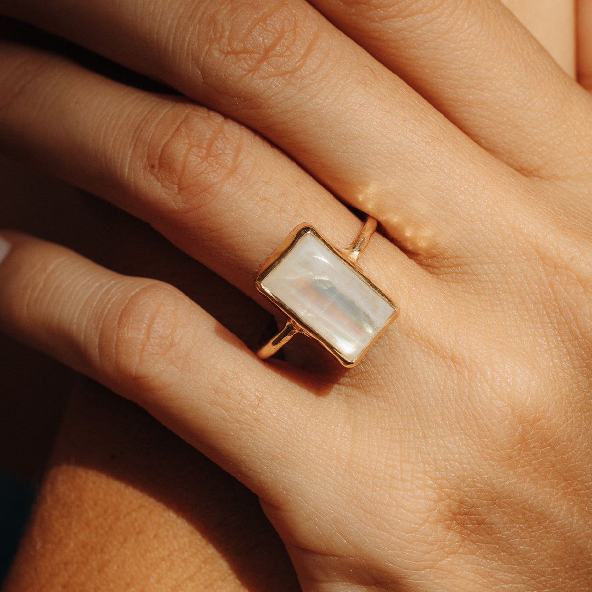 Rainbow Moonstone Elfin Ring