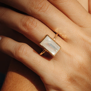 Rainbow Moonstone Elfin Ring