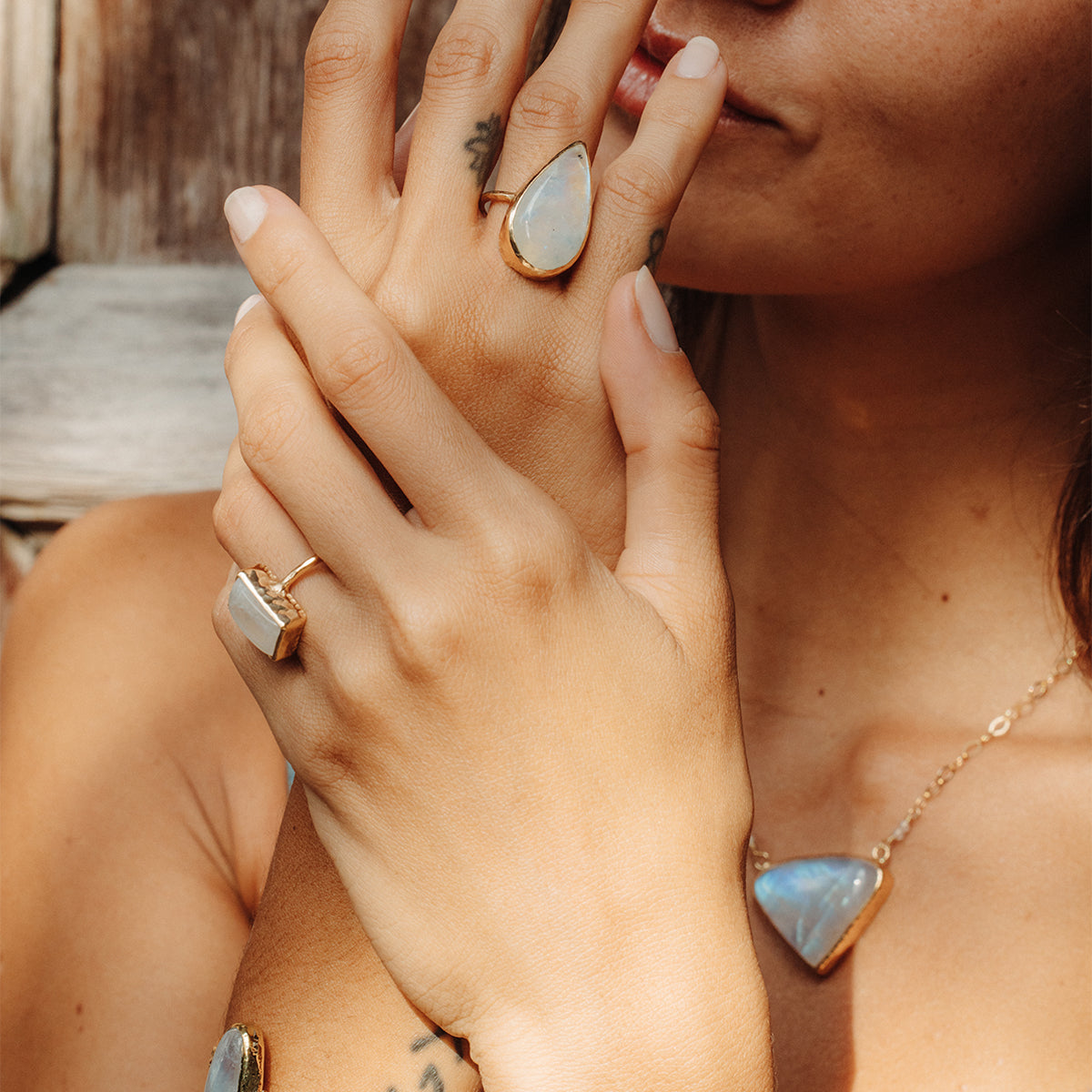 Rainbow Moonstone Elfin Ring