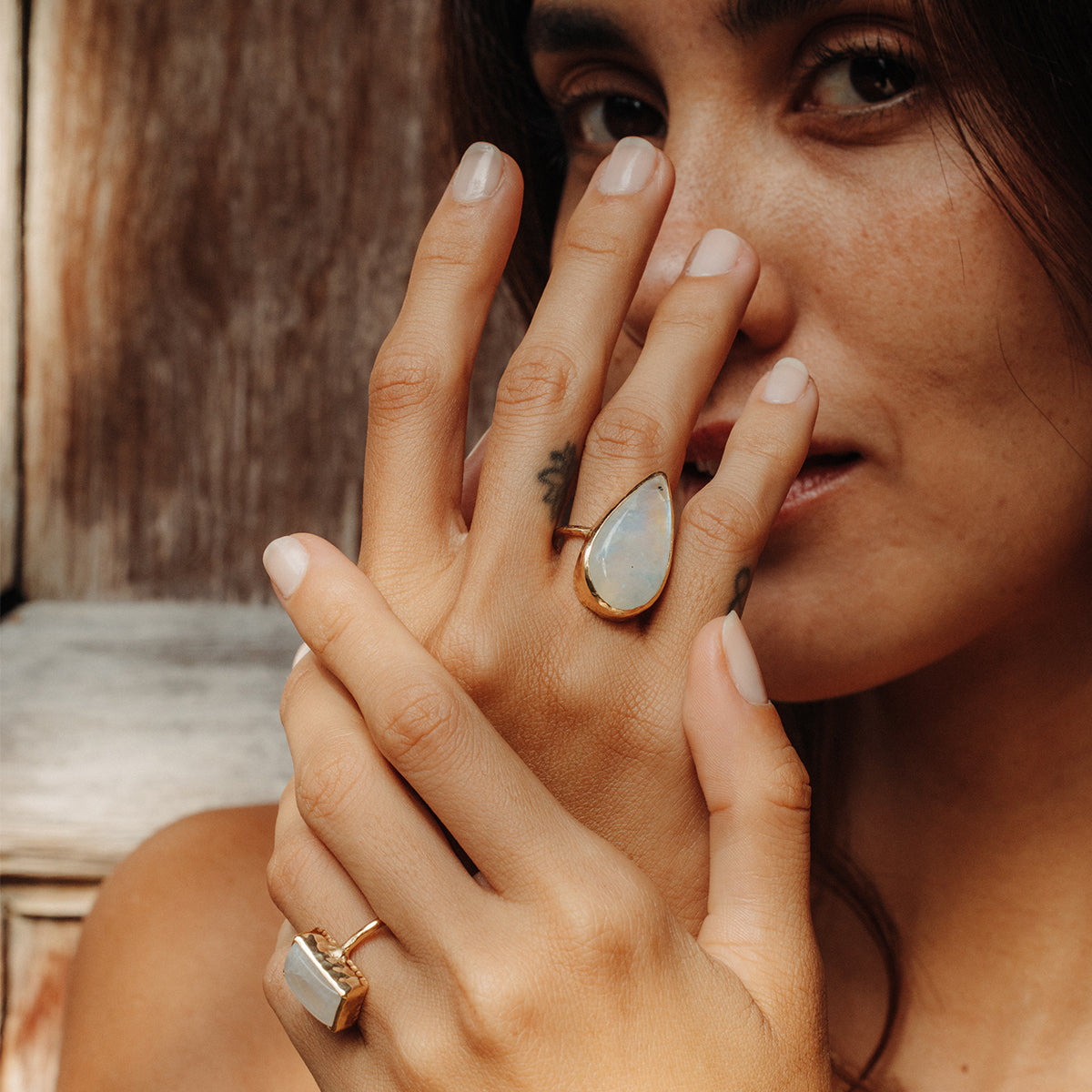 Rainbow Moonstone Elfin Ring